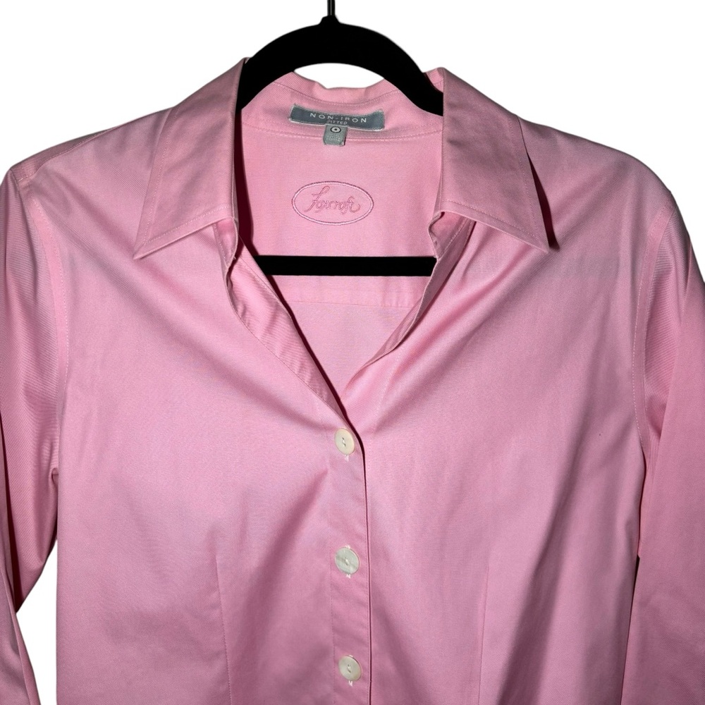 Foxcroft Women's Size 8 Button Down Collared Pink 3/4 Length Sleeves Paityn - Picture 4 of 6